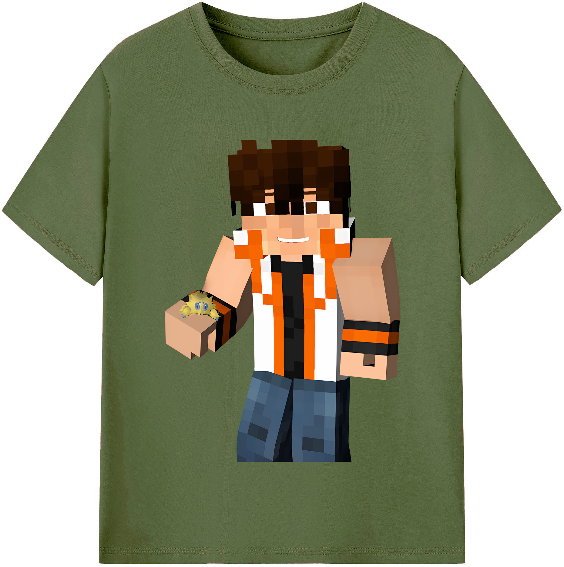 （画像用） マインクラフト ブロックの世界 Minecraft MC Block world 綿100％半袖Tシャツ（フロントプリント）